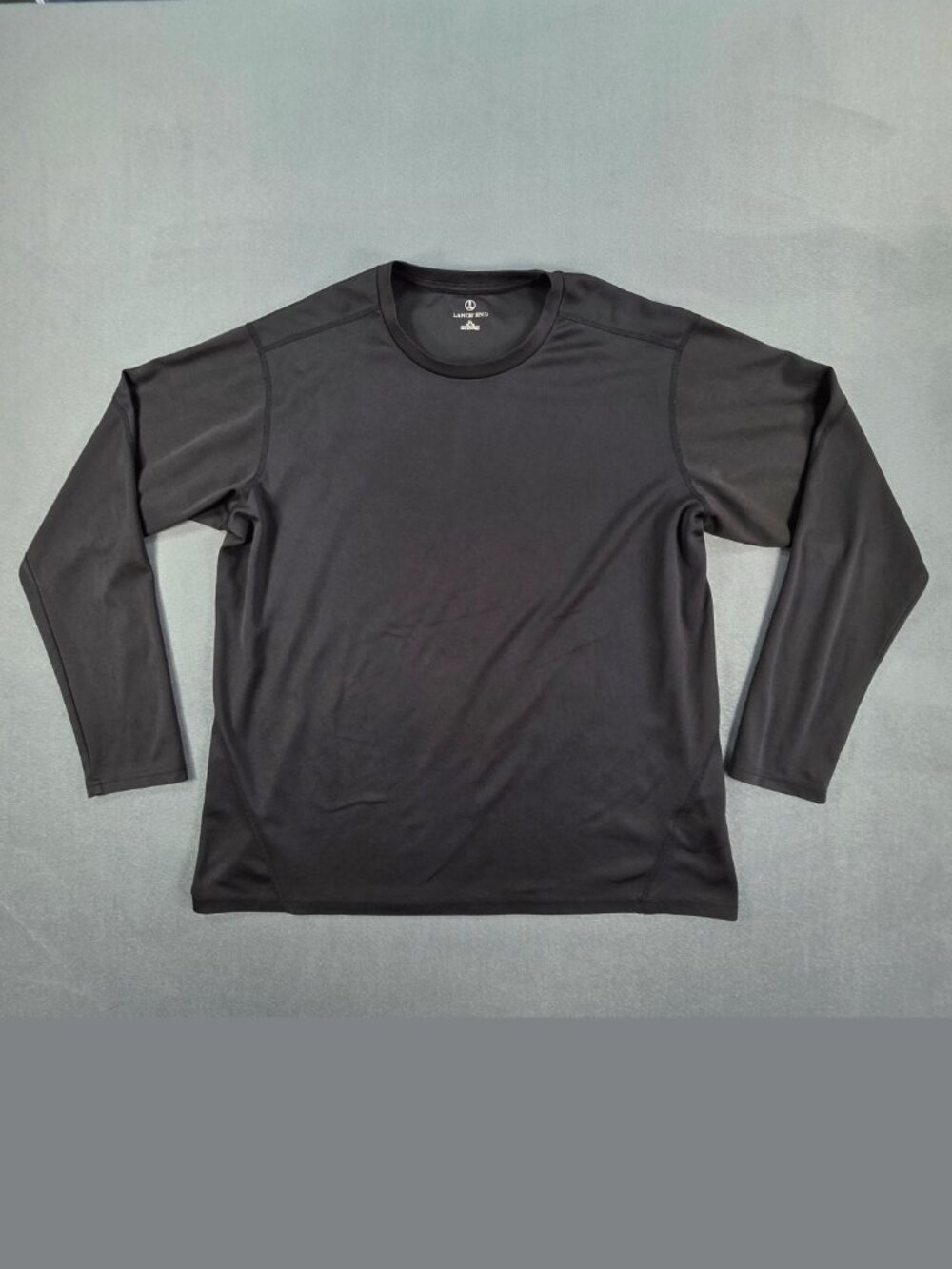 Lands' End Men's XL Black Performance Long Sleeve Shirt Athletic